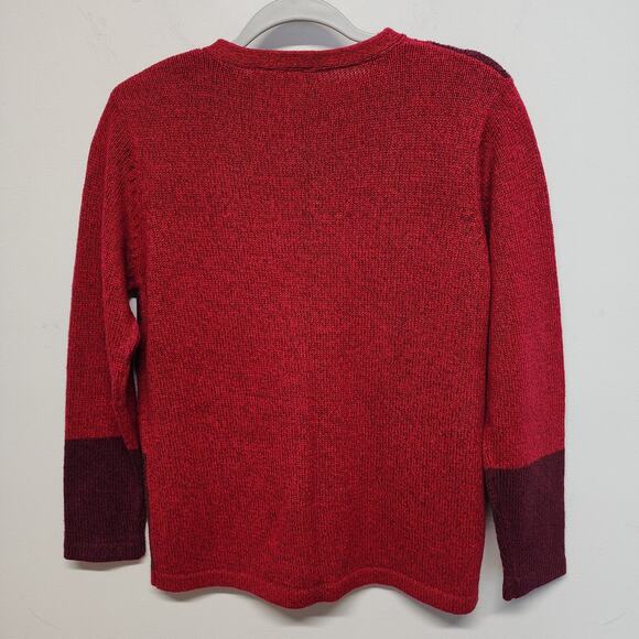 Erika Granny Cardigan Size PS Petite Red Wood Toggle Embroidered Fall Autumn 90s - Picture 2 of 8